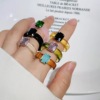Brand design acrylic resin, ring with stone, Japanese and Korean, with gem