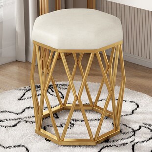 Net Red High-Value Chair Simple Household Dressing Stool Golden Iron Makeup Chair Manicure Backrest Shoe Changing Stool