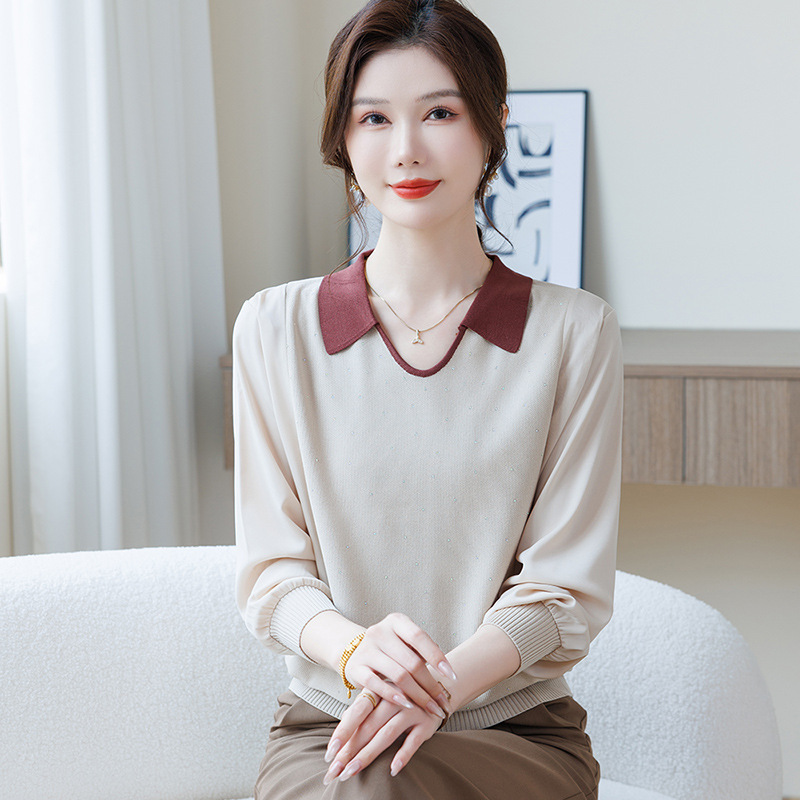 妈妈春秋洋气打底小衫中年女装秋装新款上衣服中老年休闲长袖T恤|undefined