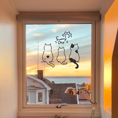 かわいいステッカー猫の背景晴れた日ペットショップガラスドア窓ミラー装飾面白い壁ステッカー