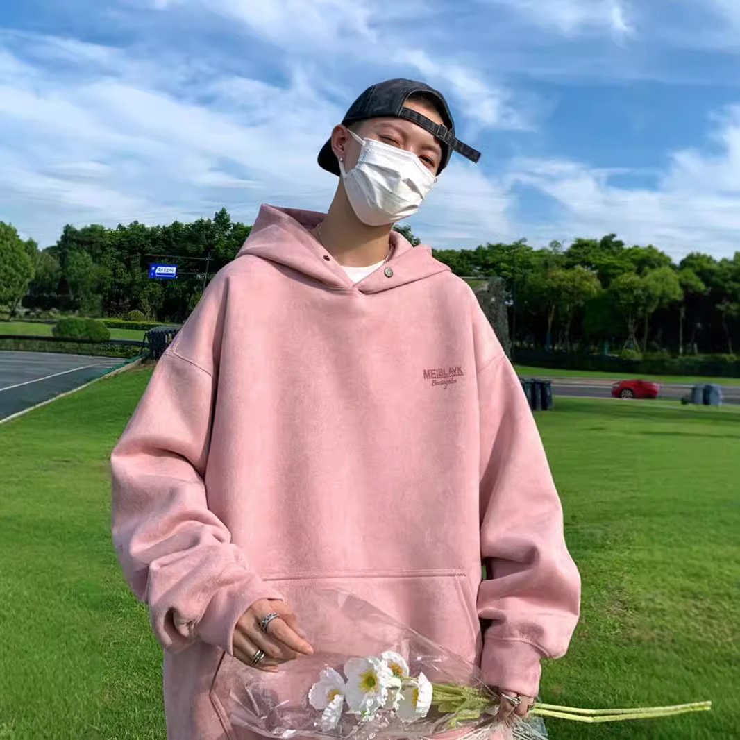boy Lett Suede 600g Heavyweight Stiff Hooded Sweatshirt Men Amican Style Vibe Fleece Lined Thickened Hip Hop Autumn_viptrois.com