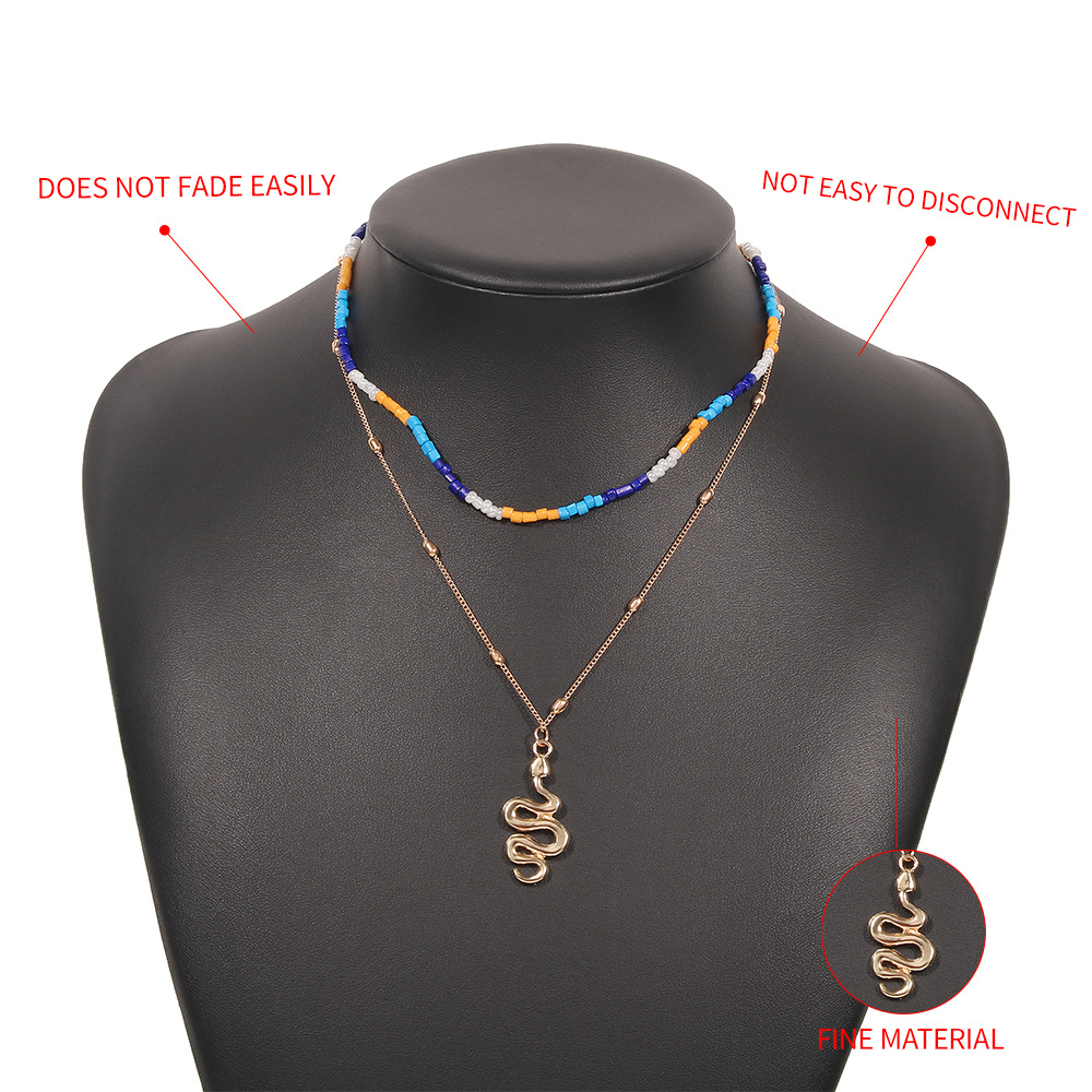 Bohemian Zodiac Snake Geometric Metal Bead Necklace Simple Niche Accessories display picture 5