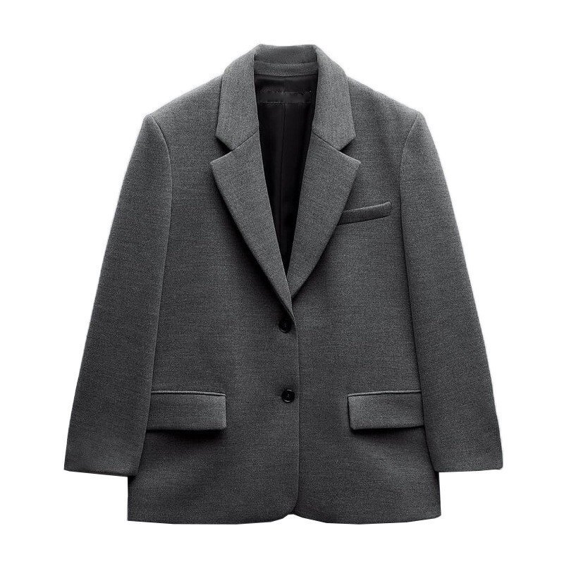 TAOP & ZA Autumn New Women's Suit Commuter Fashion Loose Straight Jacket with Shoulder Pad 8913581