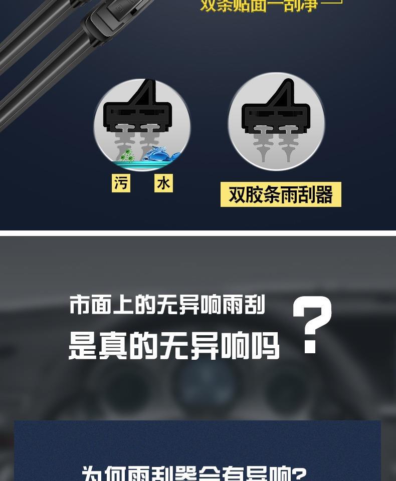 Suitable for Volkswagen Sagitar double-layer rubber strip wiper double-scraper boneless wiper HD mute wiper blade thickening