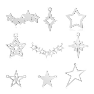5 pcs/pack five-pointed star six-pointed star titanium steel pendant Moon eight Mans star stainless steel diy jewelry connection accessories