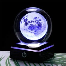 水晶球内雕月球地球星空银河系宇宙家居摆件一件代发跨境专供梦幻
