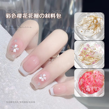 抖音网红美甲樱花亮片极光超仙花瓣亮片钢珠丝线材料包指甲饰品