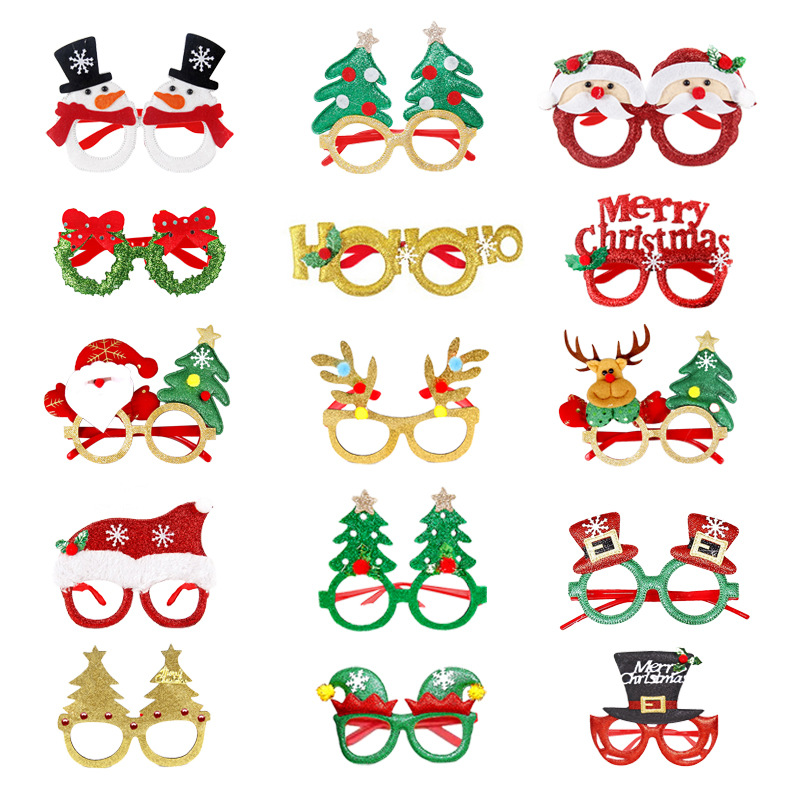 Venta caliente decoraciones de Navidad gafas traje Festival adultos niños artículos de regalo de Navidad sombrero cabeza hebilla aro al por mayor