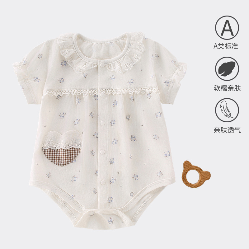 Uniforme de bebé de verano de manga corta de algodón de clase A, chaqueta de peldaño, ropa de escalada de bebé de clase A, algodón de verano vacío