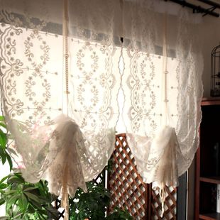 American Country Short Curtain Half Curtain Blast Curtain Lift Curtain Lifting Screen Curtain Bay Window Roman Curtain Kitchen Curtain Lingzhi