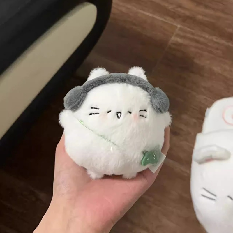 可爱胖嘟嘟小猫蛋四叶草小猫玩偶毛绒挂件超包萌书挂件钥匙扣挂饰|undefined