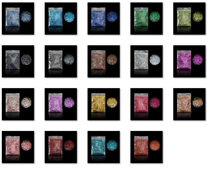 Manicura 19 color láser brillo lentejuelas en bolsas brillo en polvo traje DIY Quicksand flujo cáñamo epoxi belleza joyería