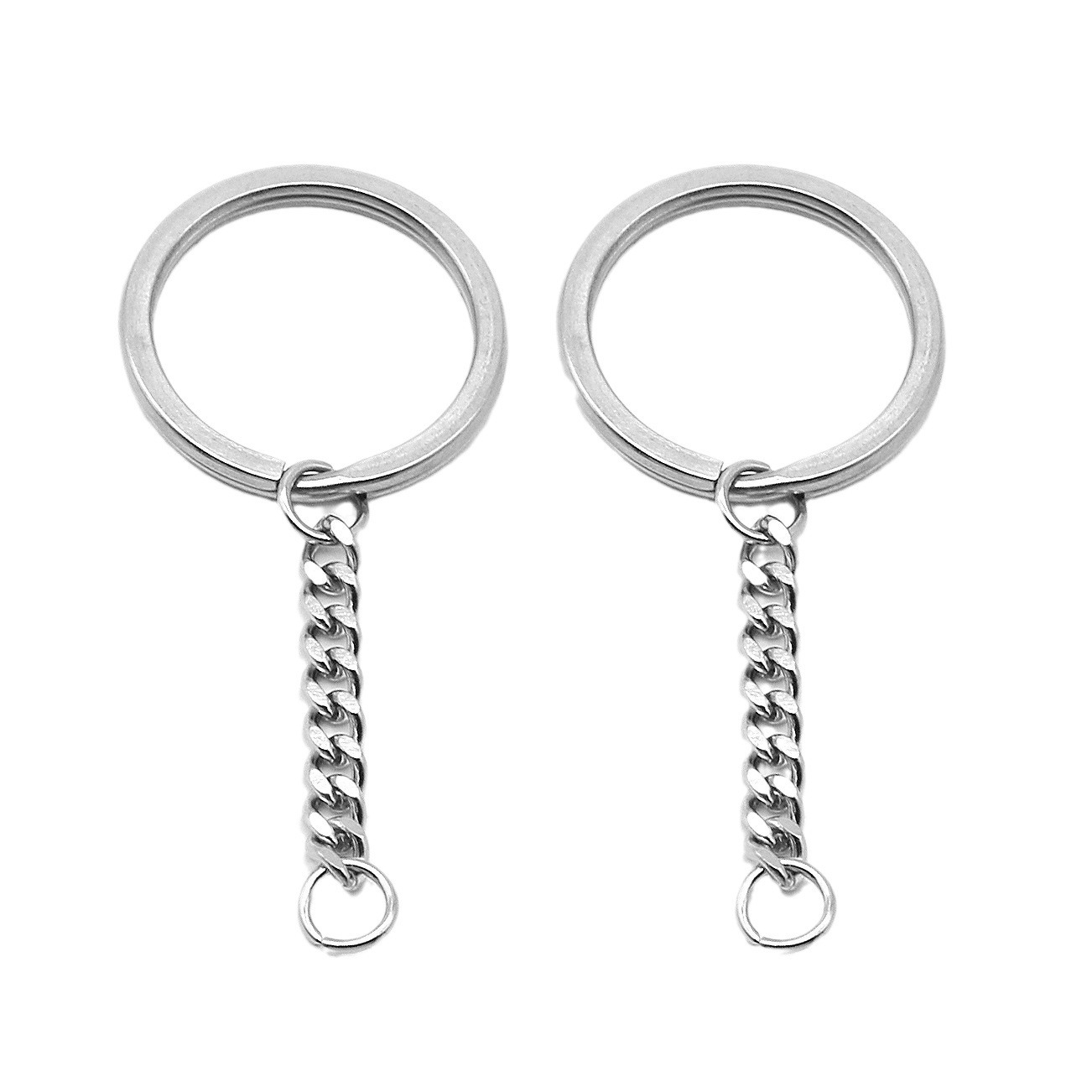 Llavero con cadena de molienda Llavero de acero inoxidable Llavero Apertura de cadena Anillo plano con cadena Accesorios de joyería