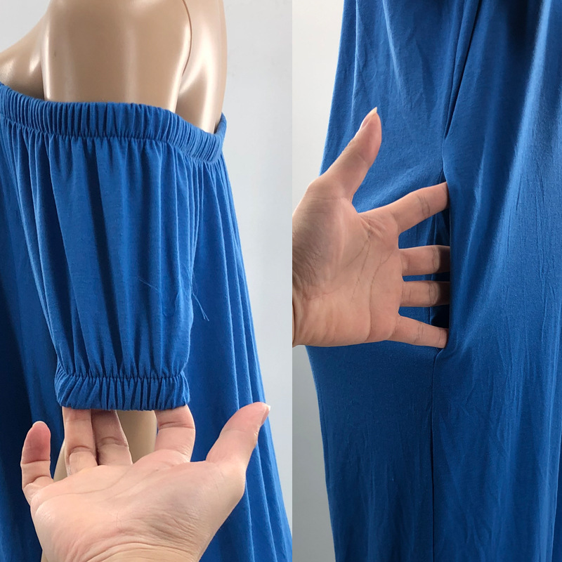 Ropa de mujer europea y americana 2022 nuevo mono color sólido suelto largo mono de manga corta mono de mujer verano
