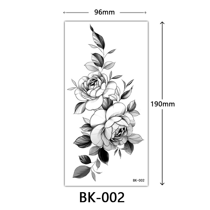 クロスボーダー特別供給スケッチフラワータトゥーステッカースケッチタトゥーステッカーバラの花黒と白の花タトゥー|undefined