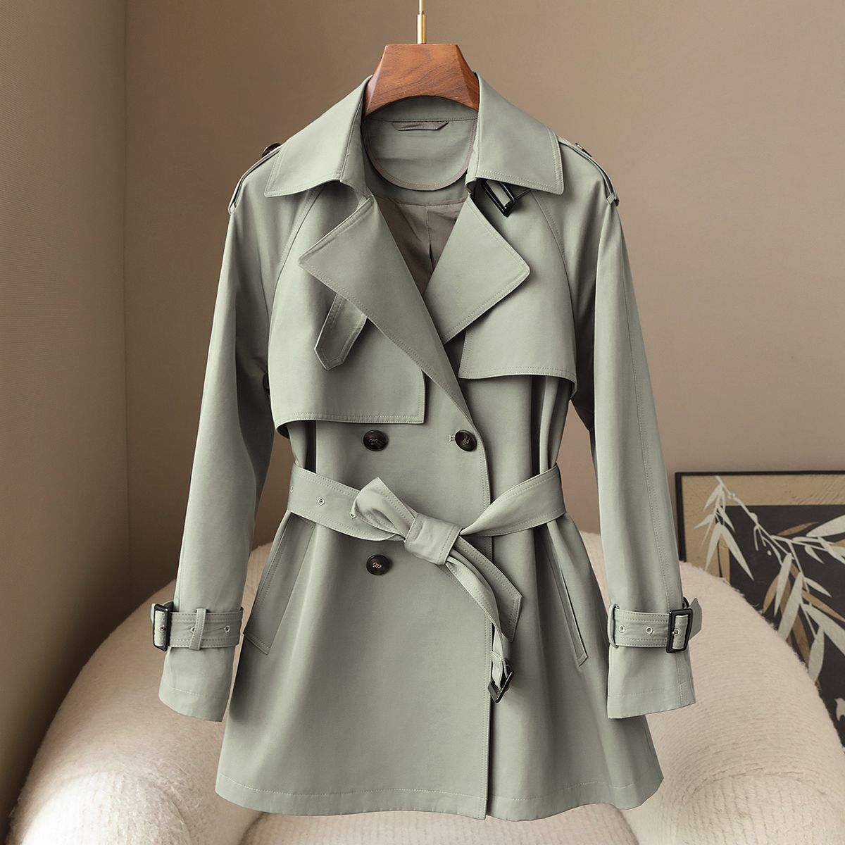 Trench mujer estilo coreano entallado primavera otoño trendy_voghion.com