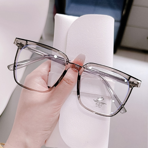 新款TR90眼镜框女方形黑框素颜防蓝光平光镜男配近视眼镜架83093