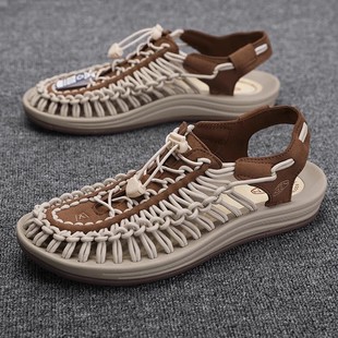 Star handmade woven sandals women's sports casual plus size cross-border men's shoes breathable outdoor beach shoes
