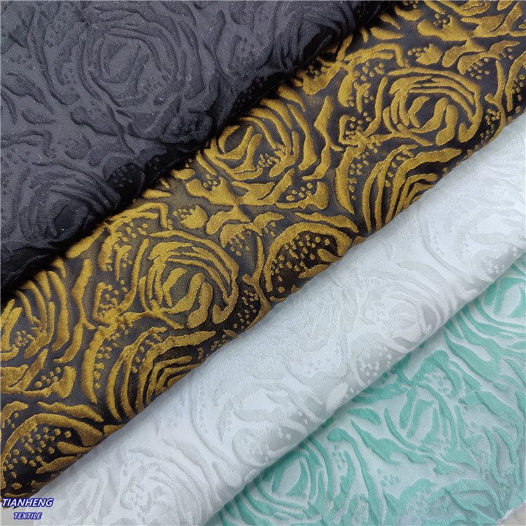 (订)4900浮雕立体薄款玫瑰花 女装连衣裙汉服古风手作箱包鞋材布