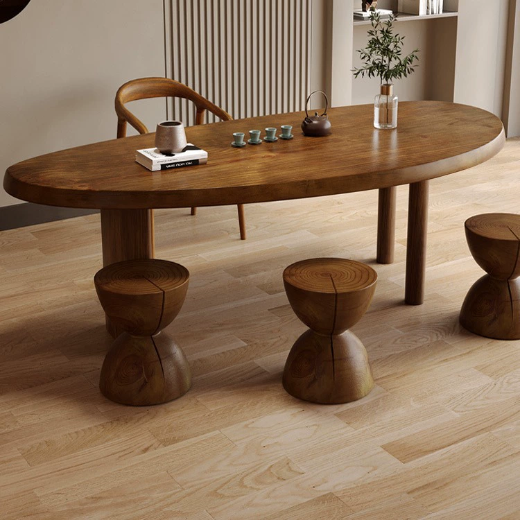 Овальный чайный столик, офисный чайный столик для приема гостей, чайный столик специальной формы из цельного дерева, чайный столик и стулья, современный простой журнальный столик для гостиной