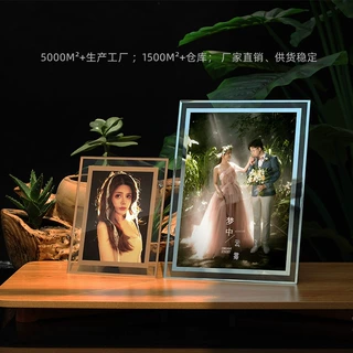 简约玻璃水晶相框摆台6寸78寸10寸A4框架义乌厂家批发可logo定制