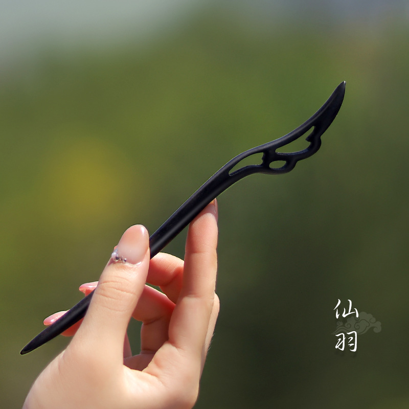 Xiangyun horquilla estilo antiguo simple diario de alto grado updo horquilla de madera nuevo estilo chino accesorios para el cabello palillos de ébano al por mayor