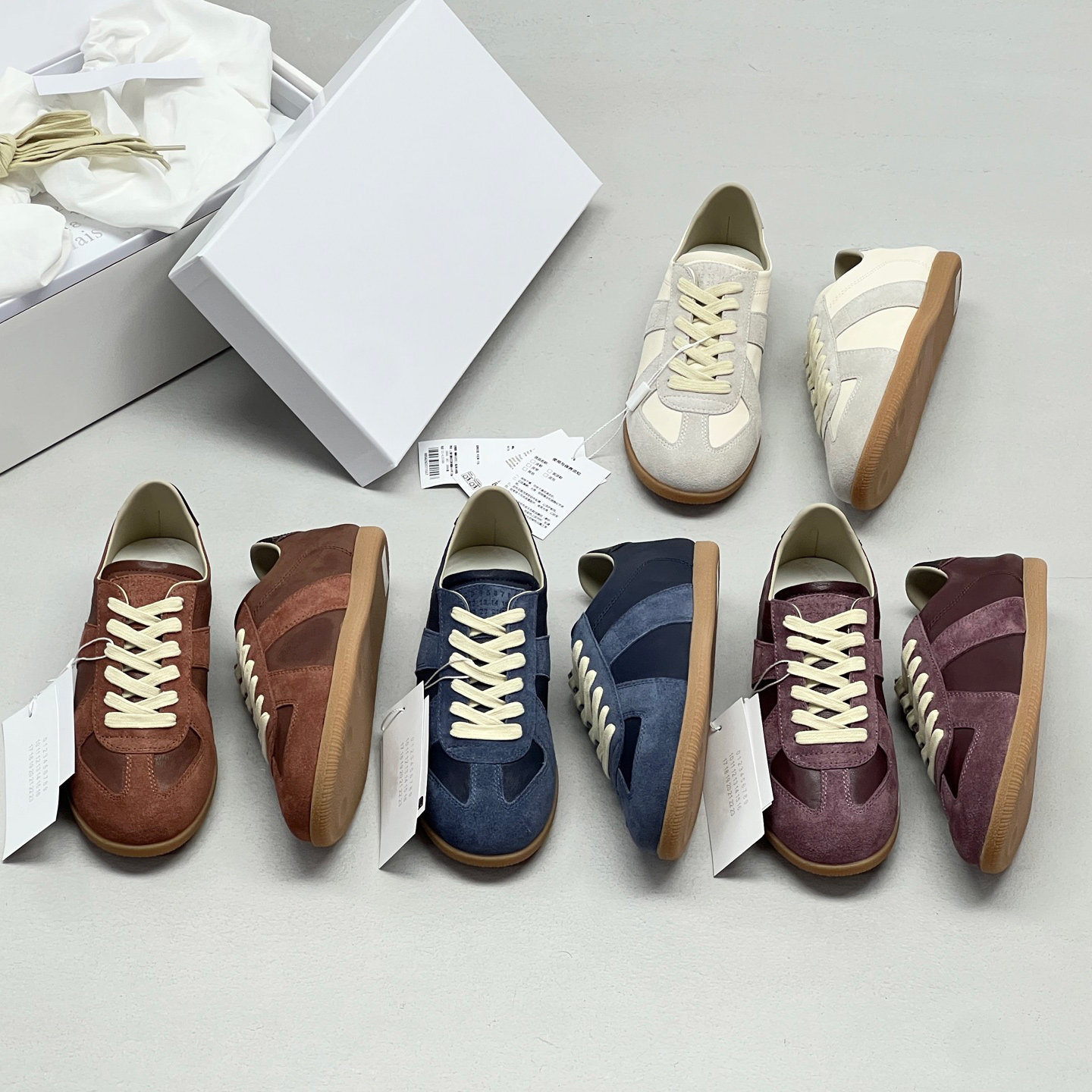 Niche M6 new color-blocked lace-up German training shoes for women, breathable, fashionable, sporty casual shoes, thin flat-soled Forrest Gump shoes