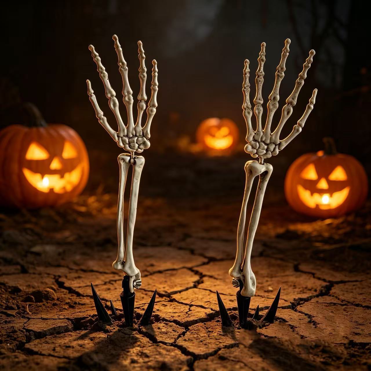 Halloween esqueleto brazo inserción decoración esqueleto simulación mano jardín césped inserción props diseño de fiesta de terror