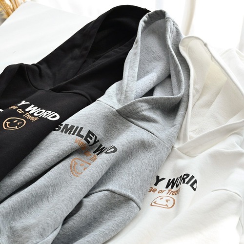Children's hooded sweatshirt with printed letters for boys and girls, pure cotton, bottoming shirt, sports top, spring and autumn, children's clothing