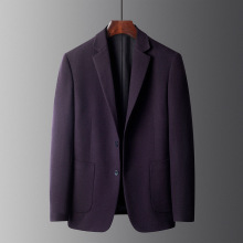 男式休闲西装春秋冬轻奢商务单西中年单排扣潮流桑蚕丝西服外套男