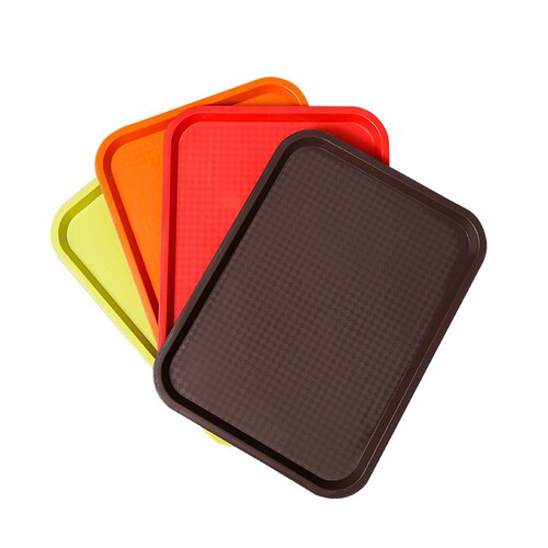 PP rectangular tray canteen restaurant buffet commercial plastic imitation porcelain two-ear anti-slip serving tray dinner plate
