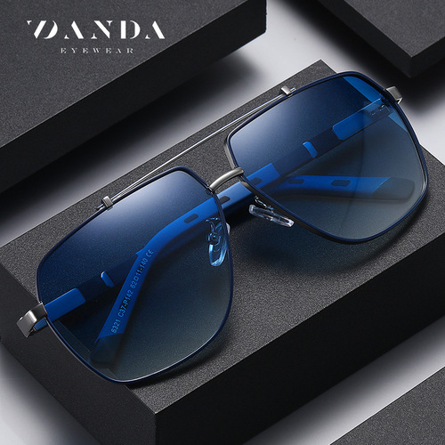 New polarized sunglasses travel driving sunshade sunglasses 6321 European and American versatile two-color square frame men's sunglasses