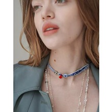 棉麻布艺手工项链民族风彩色百搭缠绕手链搭彩石陶瓷坠短款锁骨链