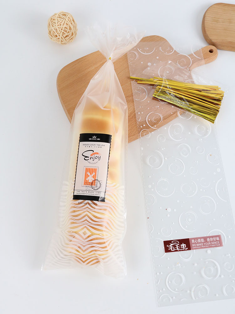 Bolsa de oruga de tira larga, pan, bocadillos, bolsas de galletas, bolsas de puff transparentes, bolsas de alimentos para hornear y empaquetar