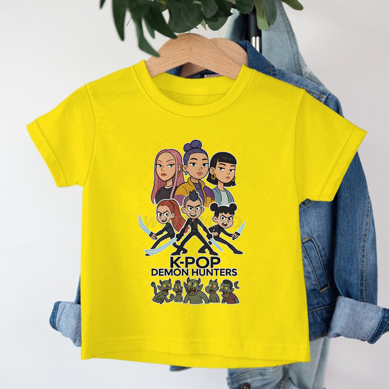 クロスボーダー KPop デーモンハンターデーモンハンターグループプリントコットン Tシャツ夏のファッション子供カジュアル半袖|undefined