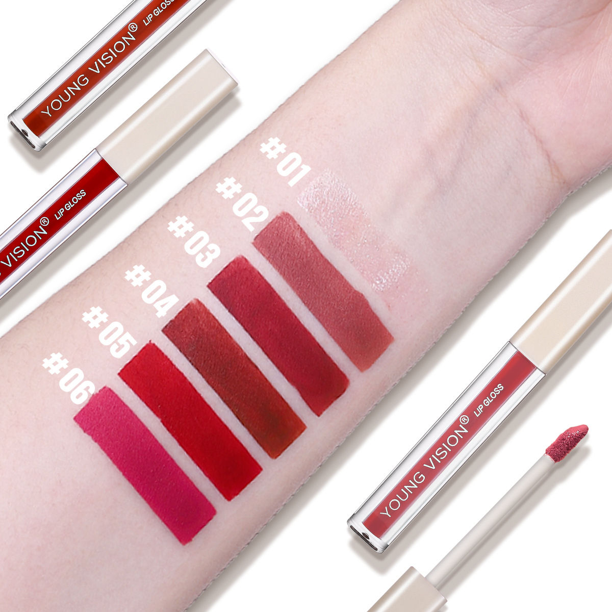 YOUNG VISION 6-color velvet lip gloss is not easy to touch cup doodle lip gloss liquid lipstick cross-border makeup