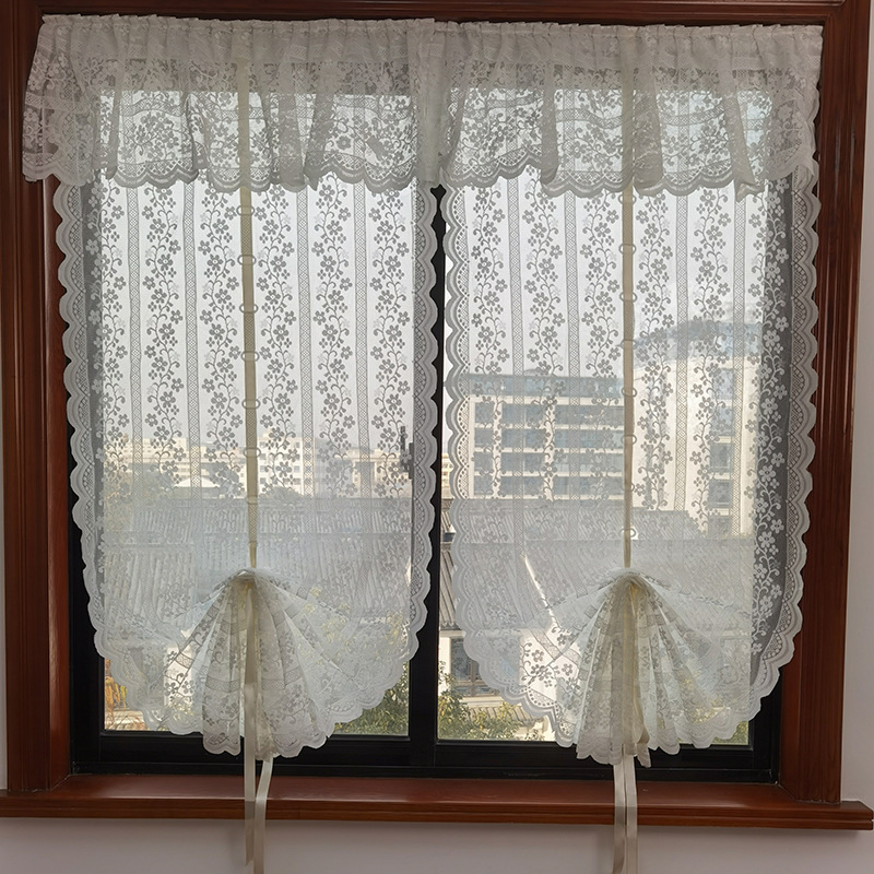 Wholesale Kitchen Mesh Curtains, Pull-Up Curtains, Living Room Balcony Fan-Shaped Roman Curtains, Partition Door Curtains, Gauze Curtains, Short Curtains, No Need to Be Installed