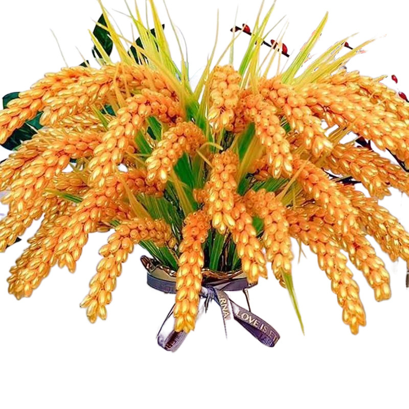 Rice spike simulation hand-woven bouquet full diy handmade wheat spike material bag living room flower scattered wholesale