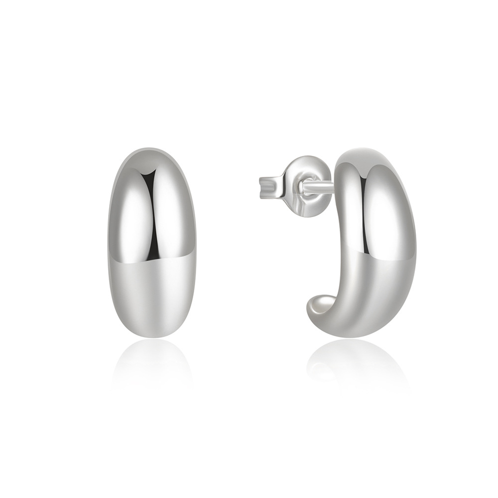 1 Paire Style Simple Couleur Unie Placage Argent Sterling Boucles D'oreilles display picture 10