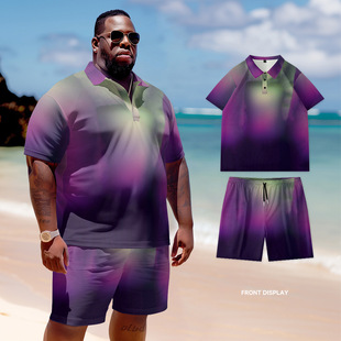 Spring and summer Europe and the United States POLO suit short sleeve men's 3D digital printing plus size daily cross-border foreign trade high street leisure