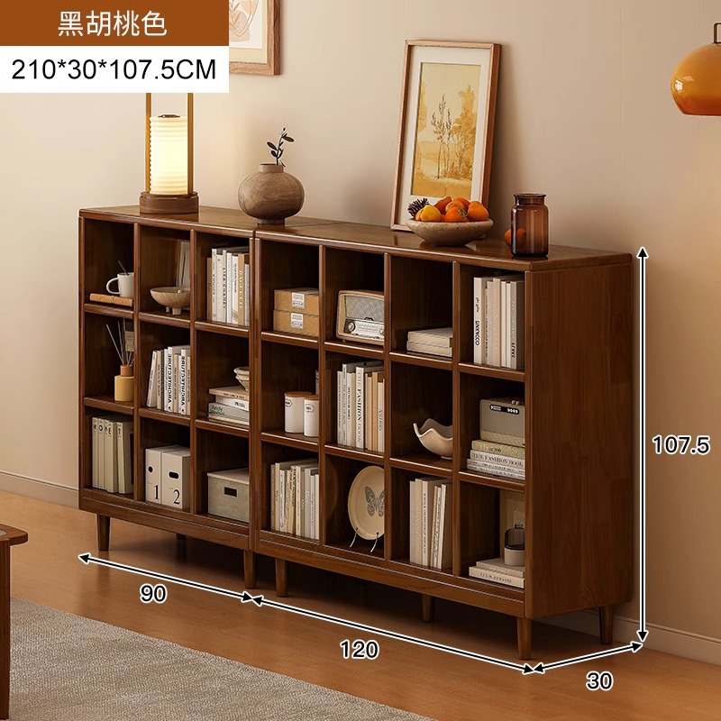 Estantería de madera maciza, cajones de piso a techo, armarios de sala de estar, armarios de rejilla combinados contra la pared, estantes de almacenamiento, estanterías cortas integradas