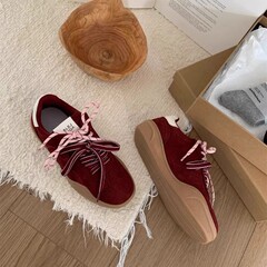 赵昭仪同款红色德训女2025早春新款刺绣厚底休闲运动小白鞋