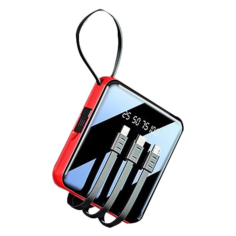 20000 miliamperios de carga de cinturón de cuerda de cable de alimentación portátil al aire libre de gran capacidad de alimentación portátil espejo de cuatro hilos