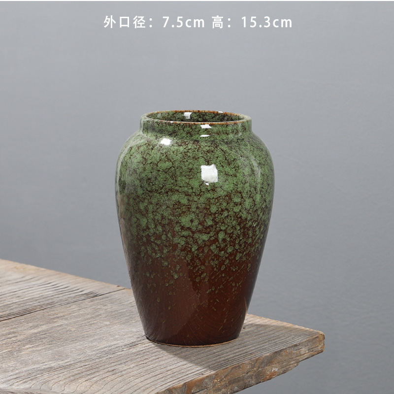 軽い豪華な陶磁器の花瓶の中国式の復古の客間は件の乾いた花の水を飾って生け花器の手作りの陶缶の花器の装飾を植えます。|undefined