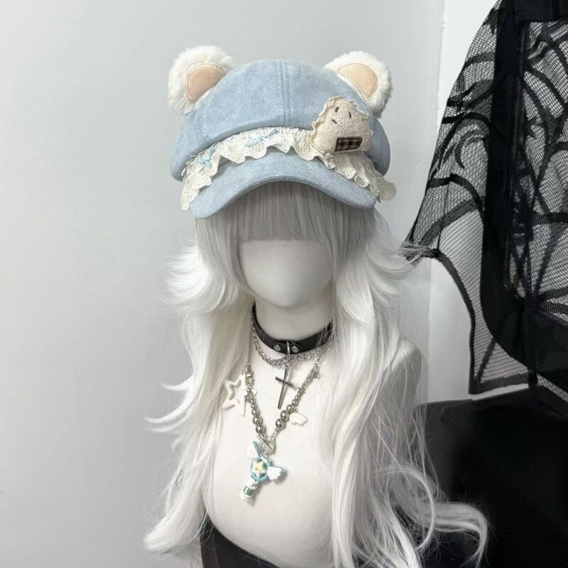 1Gangster Inn Original Brown Heart-Shaped Soft Cute Mouse Hat Subculture Beret Hat for Women Cute Octagonal Hat 1Gangster Inn Original Brown Heart-Shaped Soft Cute Mouse Hat Subculture Beret Hat for Women Cute Octagonal Hat