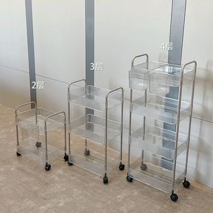 Transparent Acrylic Trolley Storage Rack Multi-Layer Mobile Snack and Cosmetics Storage Rack