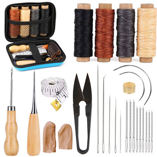 Cross-border Hot Sale Leather Craft Leather Tools 29 Piece Set Hand-stitched suit DIY Sewing Needle Canvas Thread Combination Set
