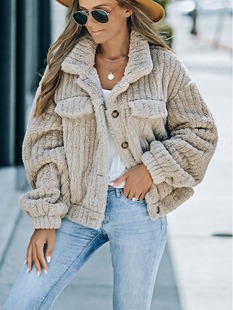 Cross-border foreign trade Amazon rabbit plush coat lapel bag cover fleece-lined comfortable casual women's thickened plush coat