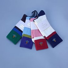 新款西太后日单休闲条纹拼色高筒袜四季堆堆袜ins时尚百搭袜批发