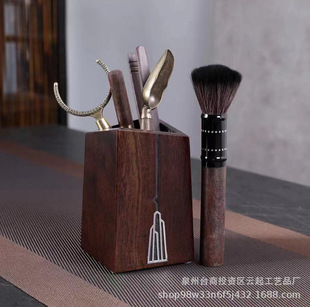 Ebony tea ceremony six gentleman pen holder tea knife pot pen kung fu accessories tea spoon solid wood five-piece set Wholesale